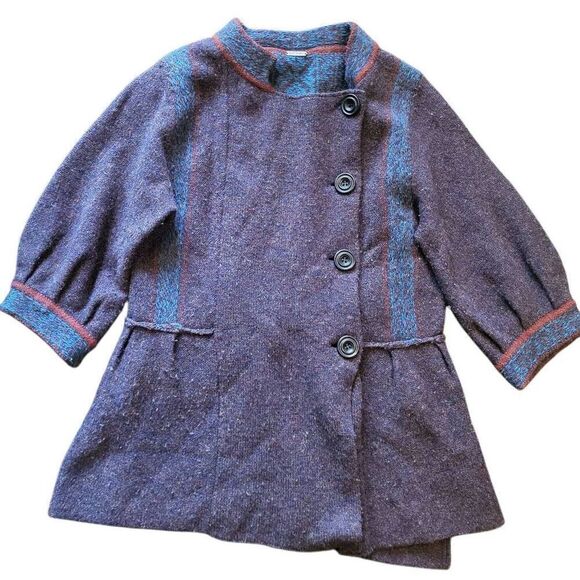 Free People Cardigan Sweater Women's XS Brown Wool Embroidered Half Sleeve Boho - Picture 2 of 4